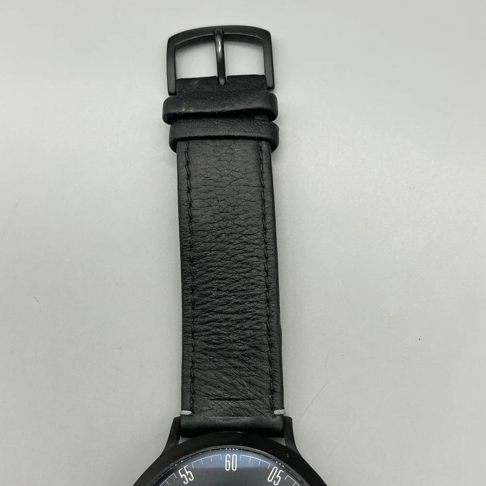 Lilienthal Berlin L1 All Black Mens Watch 42mm Black Dial Leather New Battery